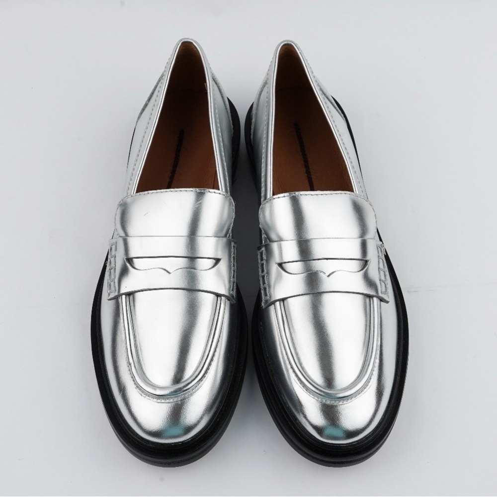 Madewell The Vernon Loafer – Metallic Silver Leather – Size 8